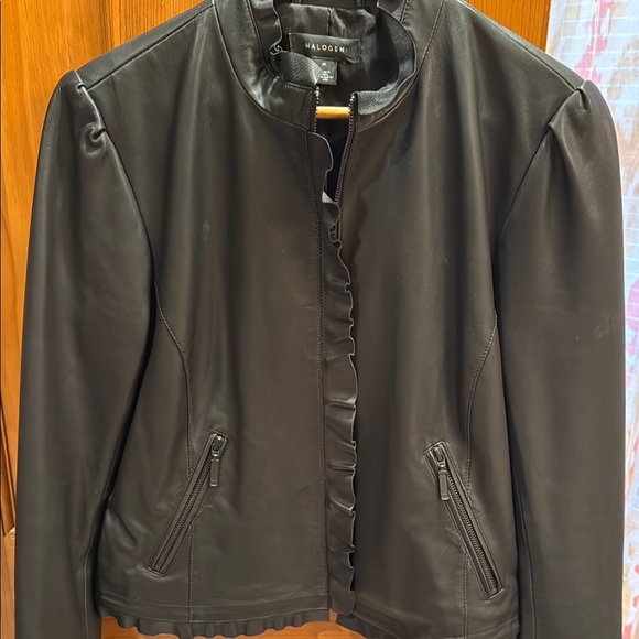 Black Leather Mojo Jacket by Halogen - Picture 3 of 6